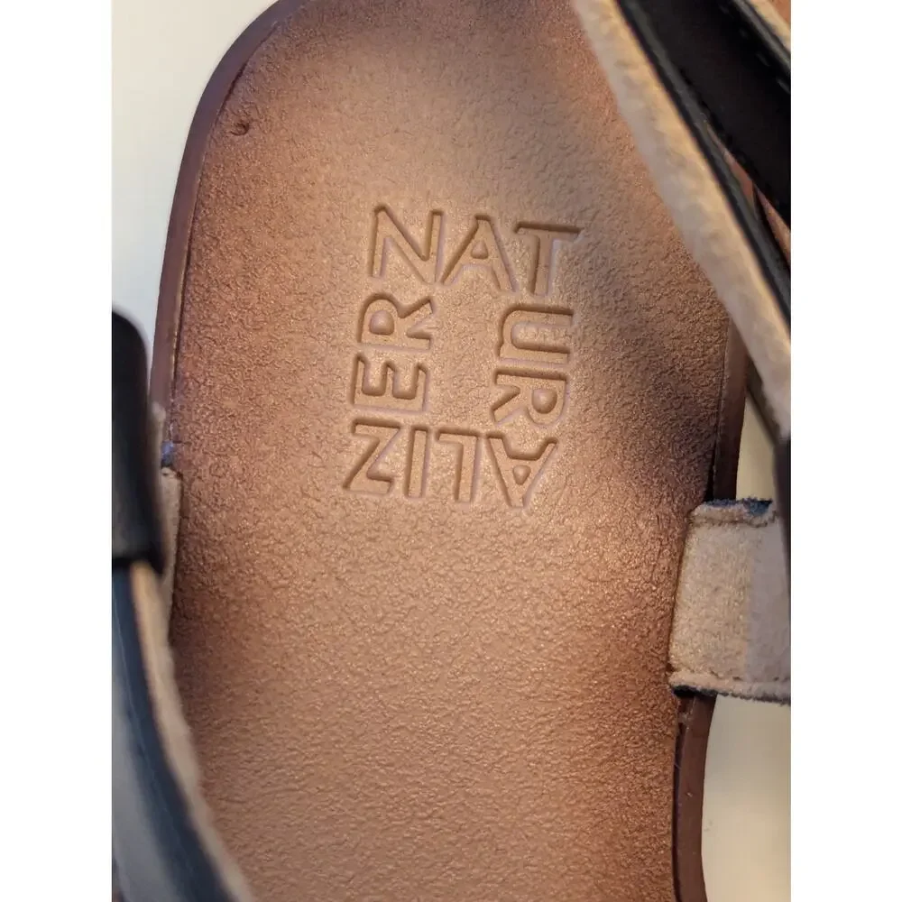 Naturalizer Comfort Black Vegan Leather Slingback Platform Sandals Sz 7 - Picture 5 of 10